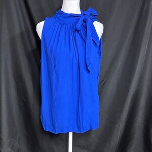 Ann Taylor Vibrant Blue Sleeveless Blouse with Bow